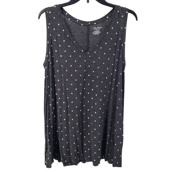 Lane Bryant Women's 14/16 Swing Tank Charcoal Gray with Silver Dots Pre-Owned - Picture 1 of 3